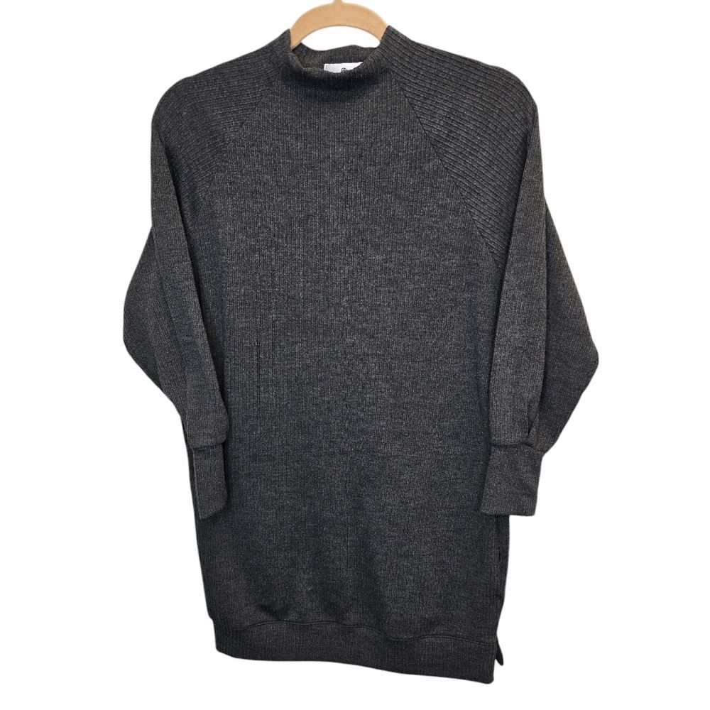 Socialite Women's XS Grey Ribbed Long Sleeve Mock Neck Stretchy Sweater Dress